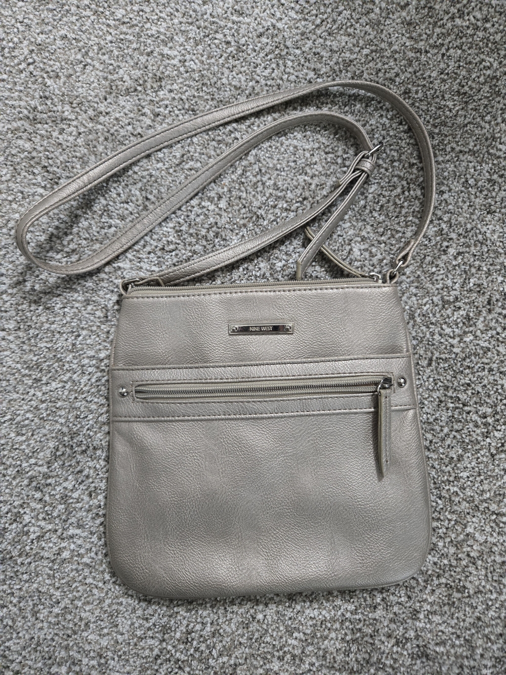 Nine West Metallic Silver Crossbody Bag